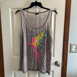 Torrid Women's Plus Size 2x (18/20) Gray Colorful Burnout Tank Slightly See Thru